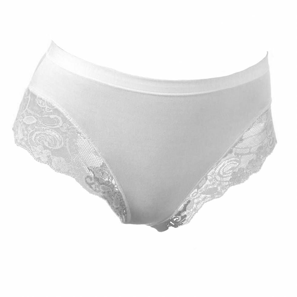 Culotte Côtés Larges Dentelle Avant — Blanc L | MenoComfort